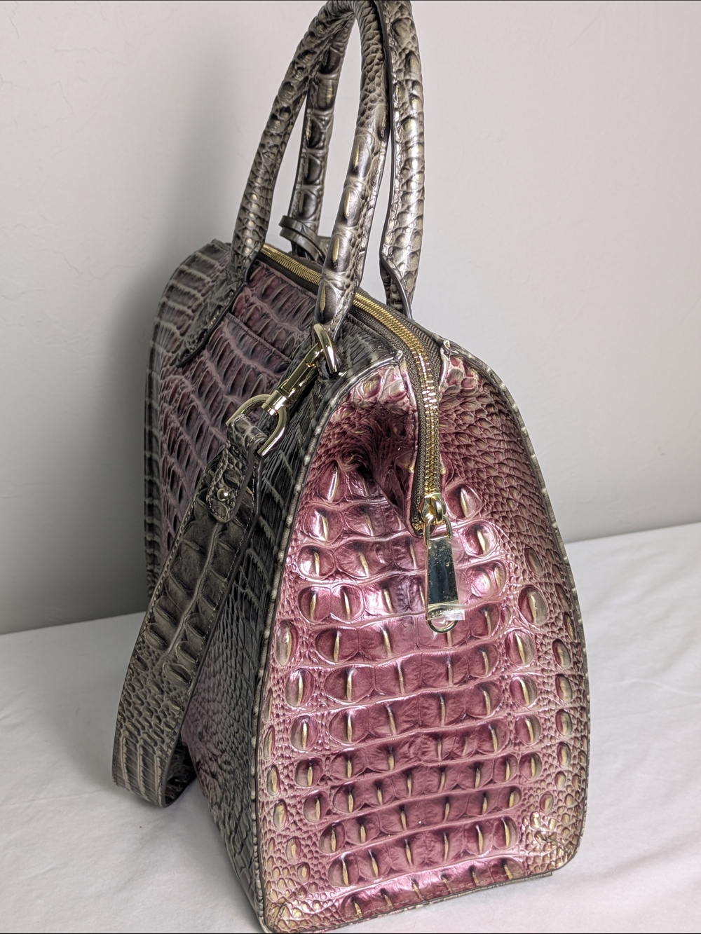 Brahmin Caroline Ombre Melbourne Leather Satchel Luxury Authentic - Picture 5 of 16